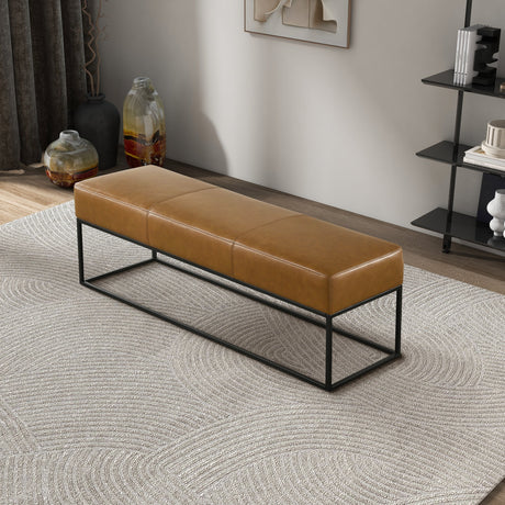 Odessa Tan Leather Bench by Ashcroft Imports at Eve Furniture