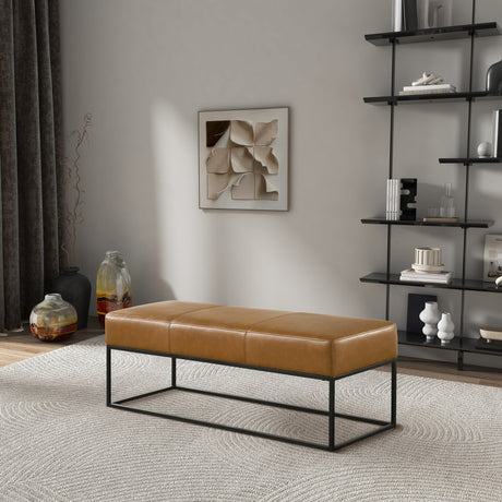 Odessa Tan Leather Bench by Ashcroft Imports at Eve Furniture