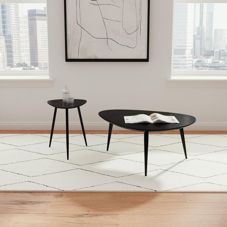 Odessa Triangular Solid Wood Coffee Table Black by Coaster at Eve Furniture