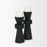 Odilia Large Smooth Matte Black Metal Geometric Pillar Candle Holder by Mercana at Eve Furniture