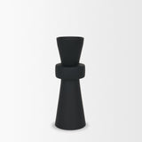 Odilia Large Smooth Matte Black Metal Geometric Pillar Candle Holder by Mercana at Eve Furniture