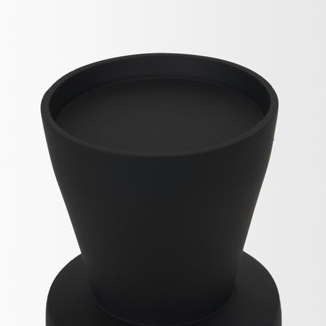 Odilia Large Smooth Matte Black Metal Geometric Pillar Candle Holder by Mercana at Eve Furniture