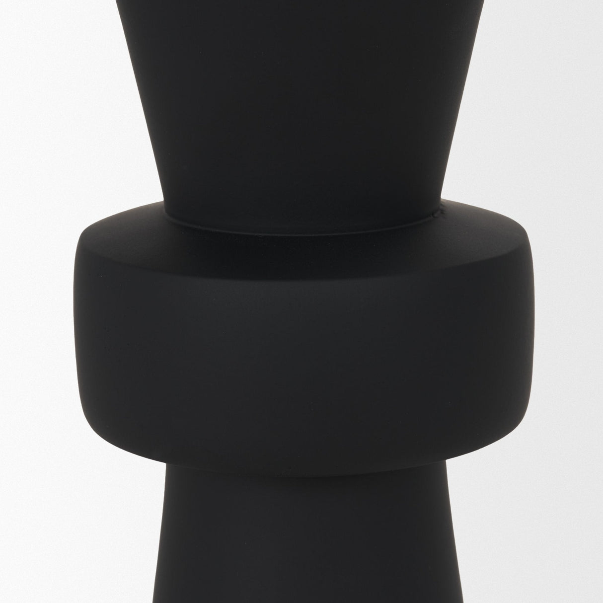Odilia Large Smooth Matte Black Metal Geometric Pillar Candle Holder by Mercana at Eve Furniture