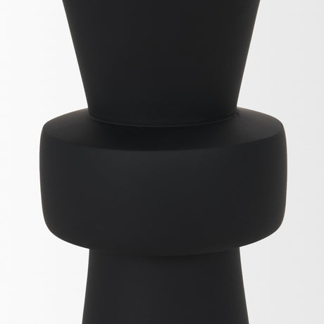Odilia Large Smooth Matte Black Metal Geometric Pillar Candle Holder by Mercana at Eve Furniture