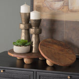 Odilia Large Textured Antiqued Gold Metal Geometric Pillar Candle Holder by Mercana at Eve Furniture
