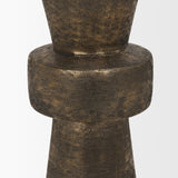 Odilia Large Textured Antiqued Gold Metal Geometric Pillar Candle Holder by Mercana at Eve Furniture