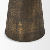 Odilia Large Textured Antiqued Gold Metal Geometric Pillar Candle Holder by Mercana at Eve Furniture