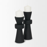 Odilia Small Smooth Matte Black Metal Geometric Pillar Candle Holder by Mercana at Eve Furniture
