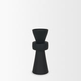 Odilia Small Smooth Matte Black Metal Geometric Pillar Candle Holder by Mercana at Eve Furniture