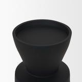 Odilia Small Smooth Matte Black Metal Geometric Pillar Candle Holder by Mercana at Eve Furniture