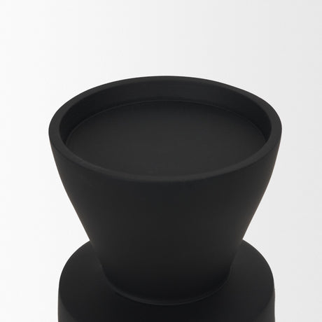 Odilia Small Smooth Matte Black Metal Geometric Pillar Candle Holder by Mercana at Eve Furniture