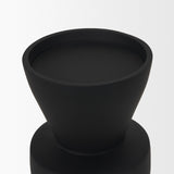 Odilia Small Smooth Matte Black Metal Geometric Pillar Candle Holder by Mercana at Eve Furniture