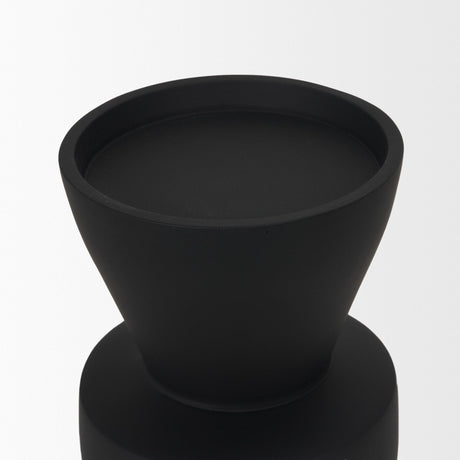 Odilia Small Smooth Matte Black Metal Geometric Pillar Candle Holder by Mercana at Eve Furniture