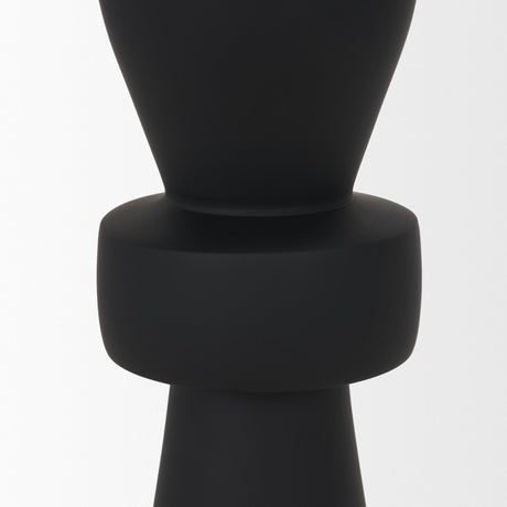 Odilia Small Smooth Matte Black Metal Geometric Pillar Candle Holder by Mercana at Eve Furniture