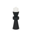 Odilia Small Smooth Matte Black Metal Geometric Pillar Candle Holder by Mercana at Eve Furniture