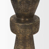 Odilia Small Textured Antiqued Gold Metal Geometric Pillar Candle Holder by Mercana at Eve Furniture