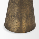 Odilia Small Textured Antiqued Gold Metal Geometric Pillar Candle Holder by Mercana at Eve Furniture