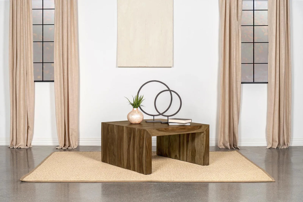Odilia Square Solid Wood Coffee Table Auburn by Coaster at Eve Furniture