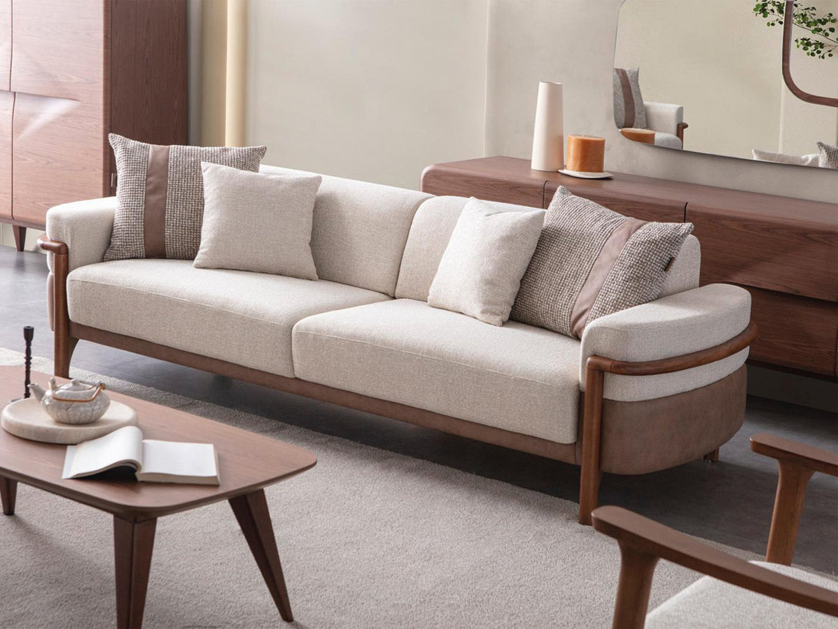 Odin 4-pieces (4 Seater Sofa & 3 Seater Sofa & 2 Chair) Livingroom Set Cream by Furnia at Eve Furniture