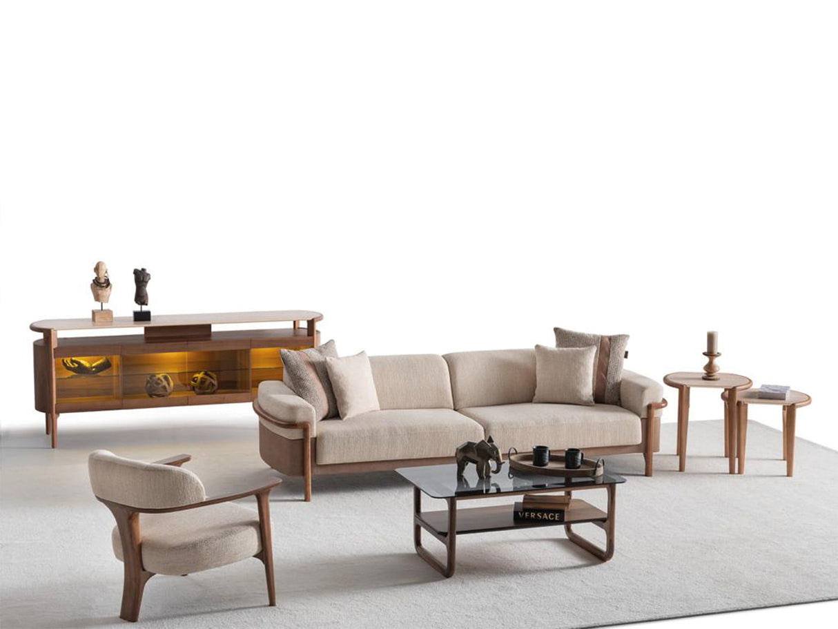 Odin 4-pieces (4 Seater Sofa & 3 Seater Sofa & 2 Chair) Livingroom Set Cream by Furnia at Eve Furniture