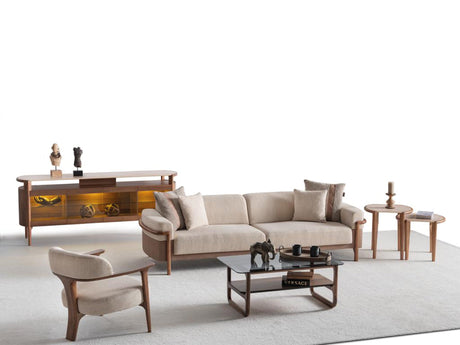 Odin 4-pieces (4 Seater Sofa & 3 Seater Sofa & 2 Chair) Livingroom Set Cream by Furnia at Eve Furniture