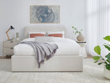 Off-White Upholstered California King Platform Bed in Ricotta Boucle by Modus Furniture at Eve Furniture