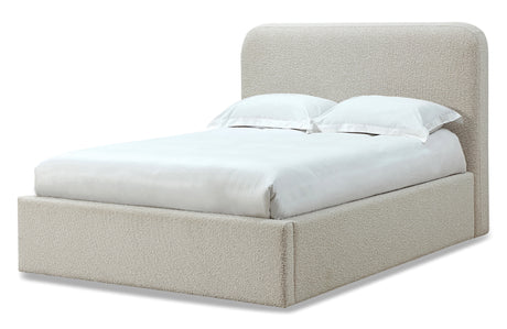 Off-White Upholstered Eastern King Platform Bed in Ricotta Boucle by Modus Furniture at Eve Furniture