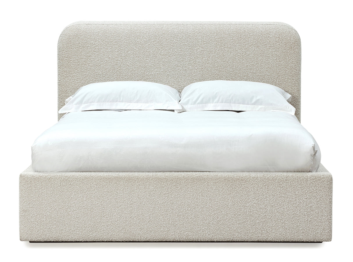 Off-White Upholstered Eastern King Platform Bed in Ricotta Boucle by Modus Furniture at Eve Furniture