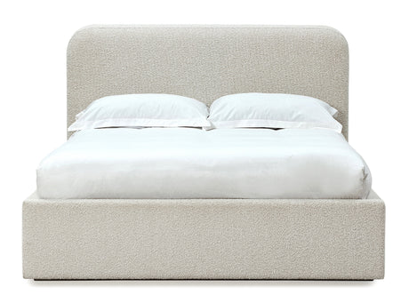 Off-White Upholstered Eastern King Platform Bed in Ricotta Boucle by Modus Furniture at Eve Furniture