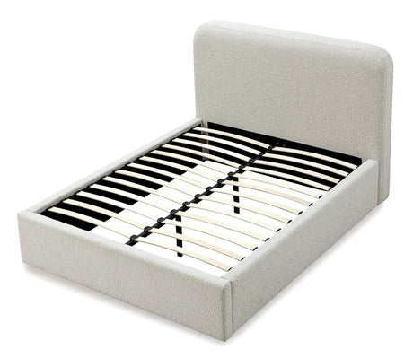 Off-White Upholstered Eastern King Platform Bed in Ricotta Boucle by Modus Furniture at Eve Furniture