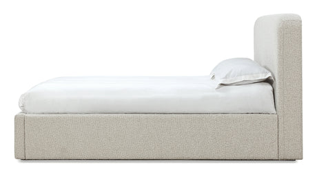 Off-White Upholstered Full Platform Bed in Ricotta Boucle by Modus Furniture at Eve Furniture
