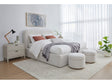 Off-White Upholstered Queen Platform Bed in Ricotta Boucle by Modus Furniture at Eve Furniture