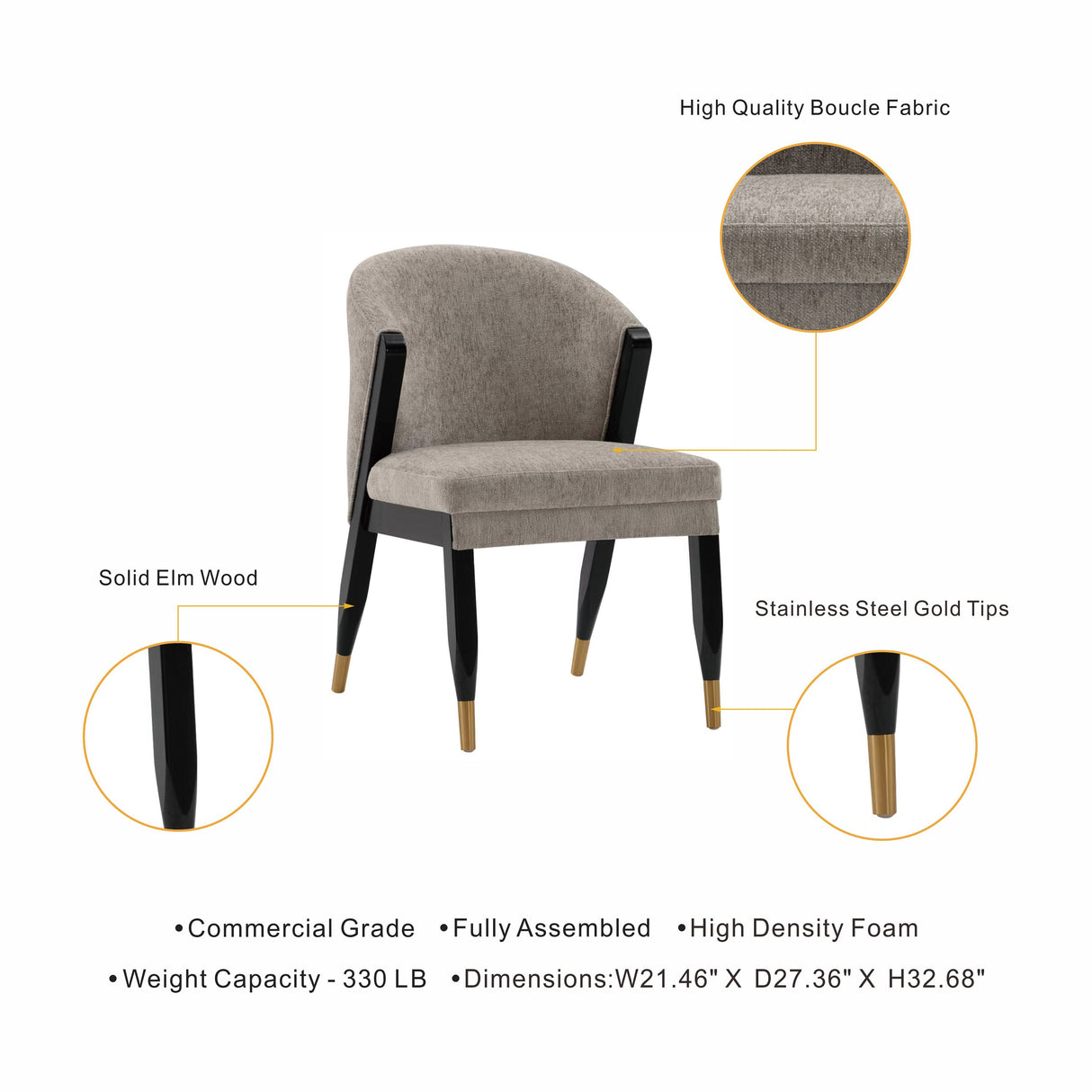 Ola Dining Chair in Stone (set of 2) by Manhattan Comfort at Eve Furniture