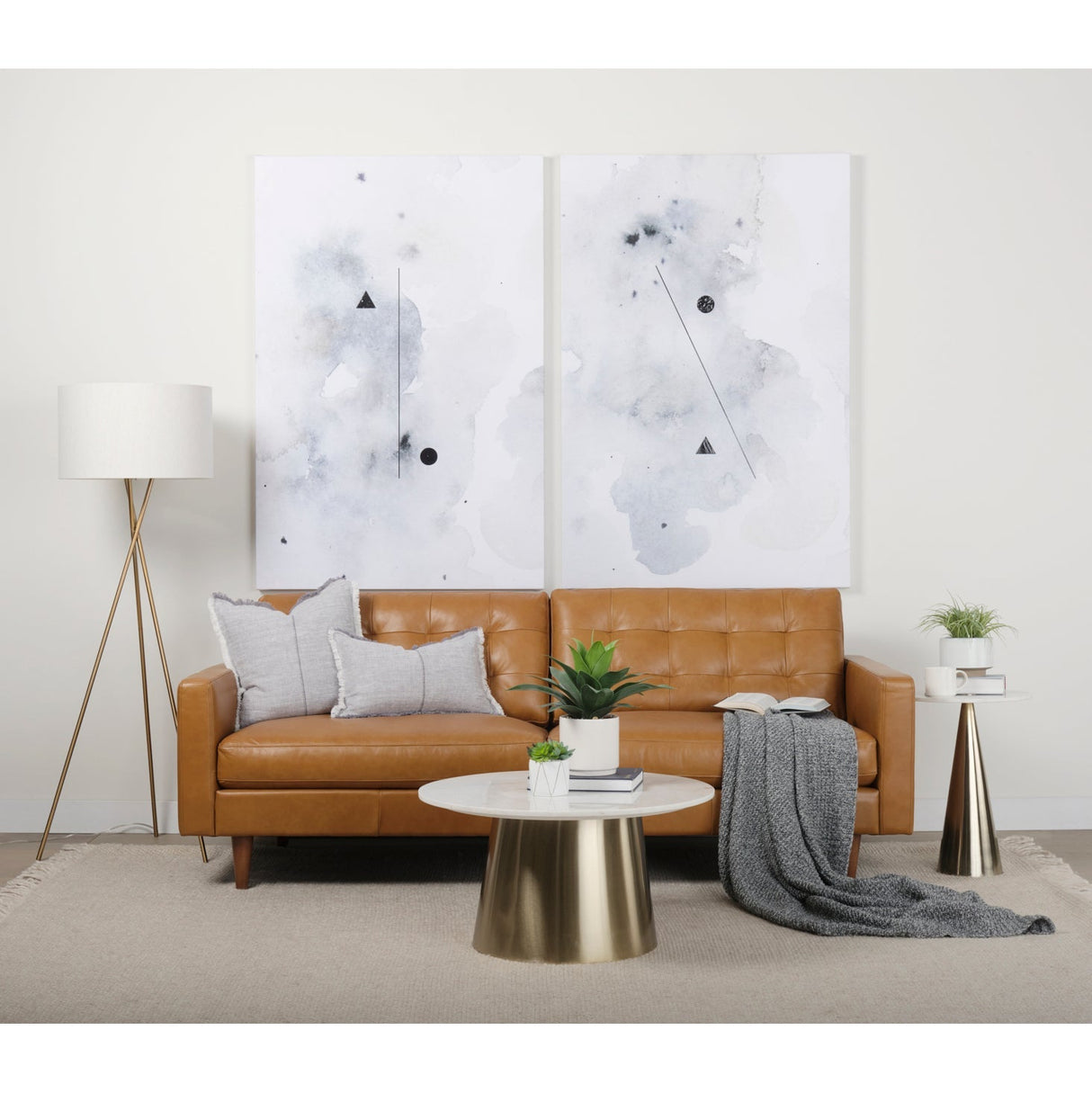 Olaf 88.2L x 37.8W x 35.0H Tan Leather Sofa by Mercana at Eve Furniture