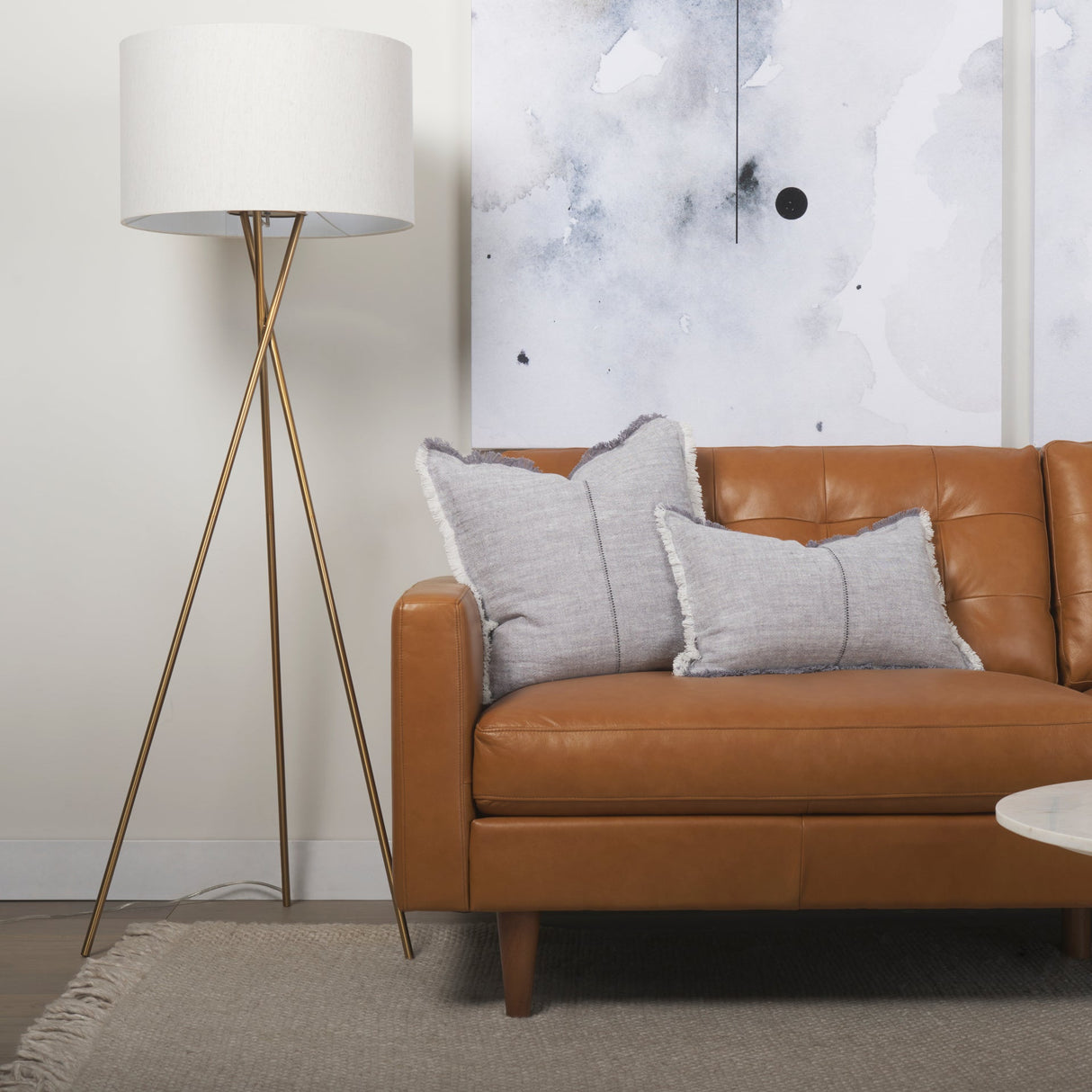 Olaf 88.2L x 37.8W x 35.0H Tan Leather Sofa by Mercana at Eve Furniture