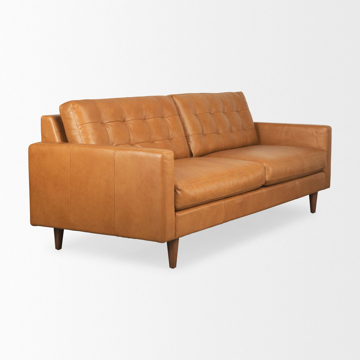 Olaf 88.2L x 37.8W x 35.0H Tan Leather Sofa by Mercana at Eve Furniture