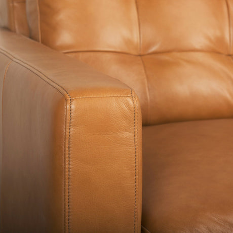 Olaf 88.2L x 37.8W x 35.0H Tan Leather Sofa by Mercana at Eve Furniture