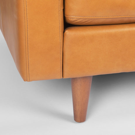 Olaf 88.2L x 37.8W x 35.0H Tan Leather Sofa by Mercana at Eve Furniture