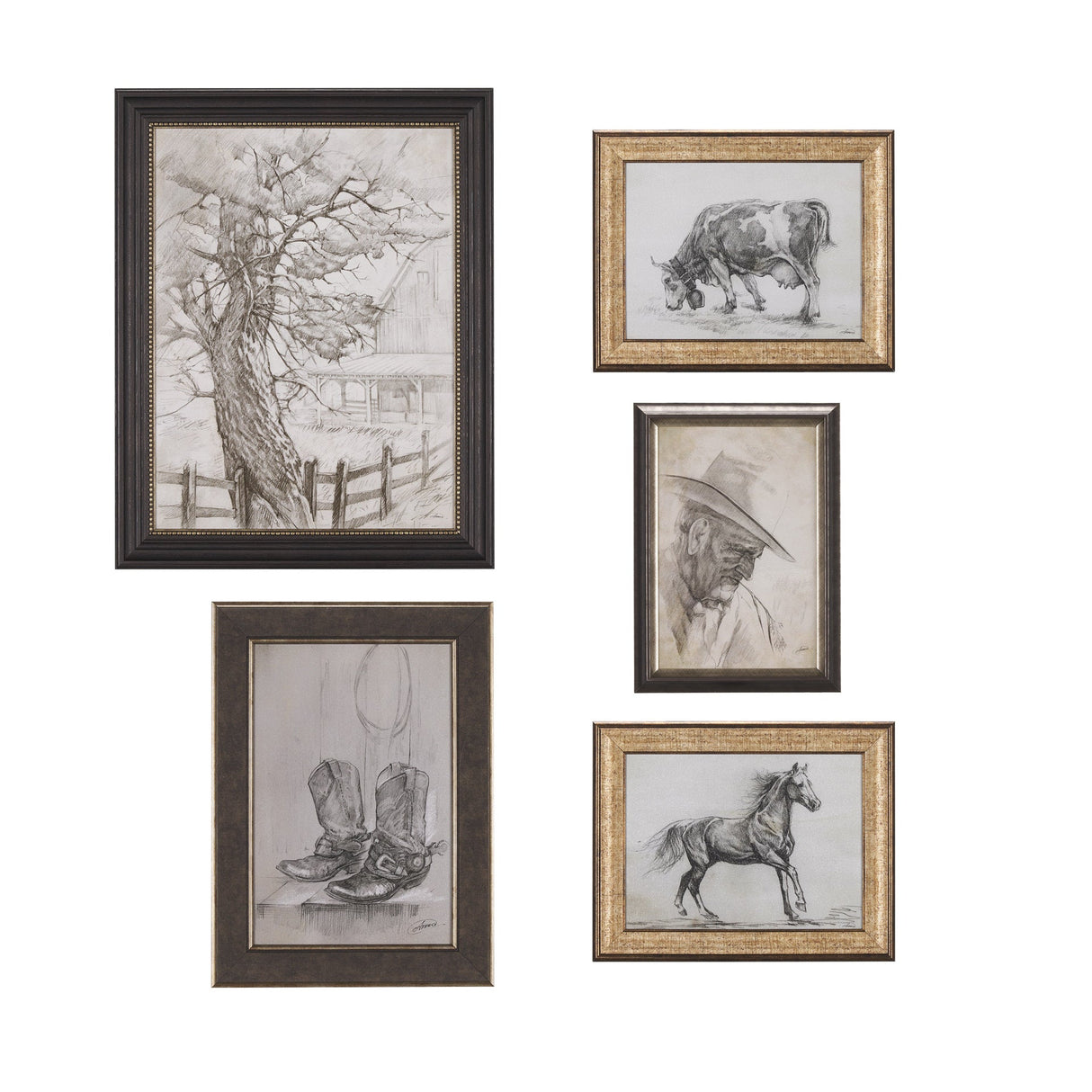 Old West Collection I ( Farm view) by Mercana Studio a Hand Embellished Textured Framed Art Print by Mercana at Eve Furniture