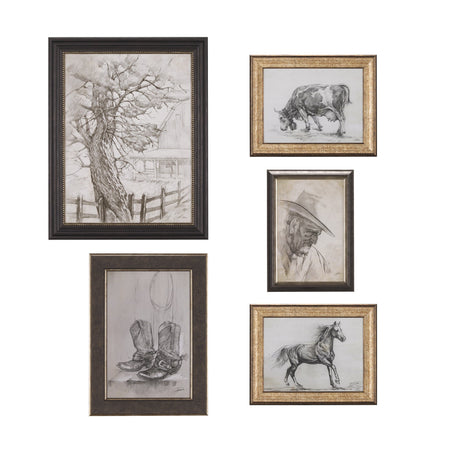 Old West Collection I ( Farm view) by Mercana Studio a Hand Embellished Textured Framed Art Print by Mercana at Eve Furniture