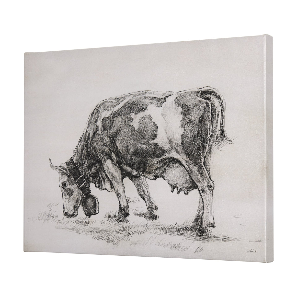 Old West Collection IV (Cow Sketch) by Mercana Studio a Hand Embellished Textured Canvas by Mercana at Eve Furniture