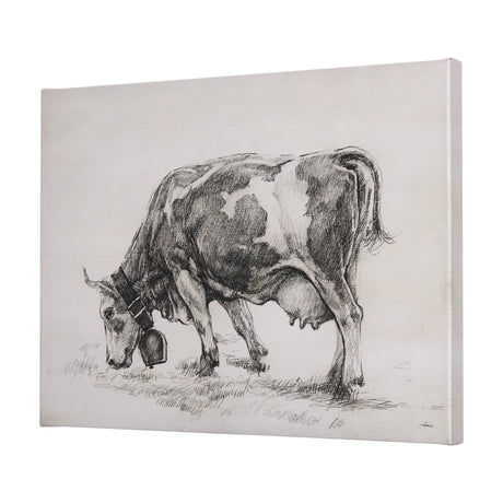 Old West Collection IV (Cow Sketch) by Mercana Studio a Hand Embellished Textured Canvas by Mercana at Eve Furniture