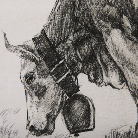 Old West Collection IV (Cow Sketch) by Mercana Studio a Hand Embellished Textured Canvas by Mercana at Eve Furniture