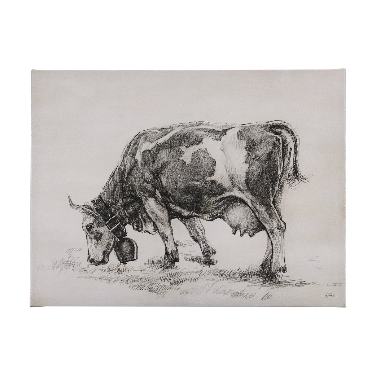 Old West Collection IV (Cow Sketch) by Mercana Studio a Hand Embellished Textured Canvas by Mercana at Eve Furniture