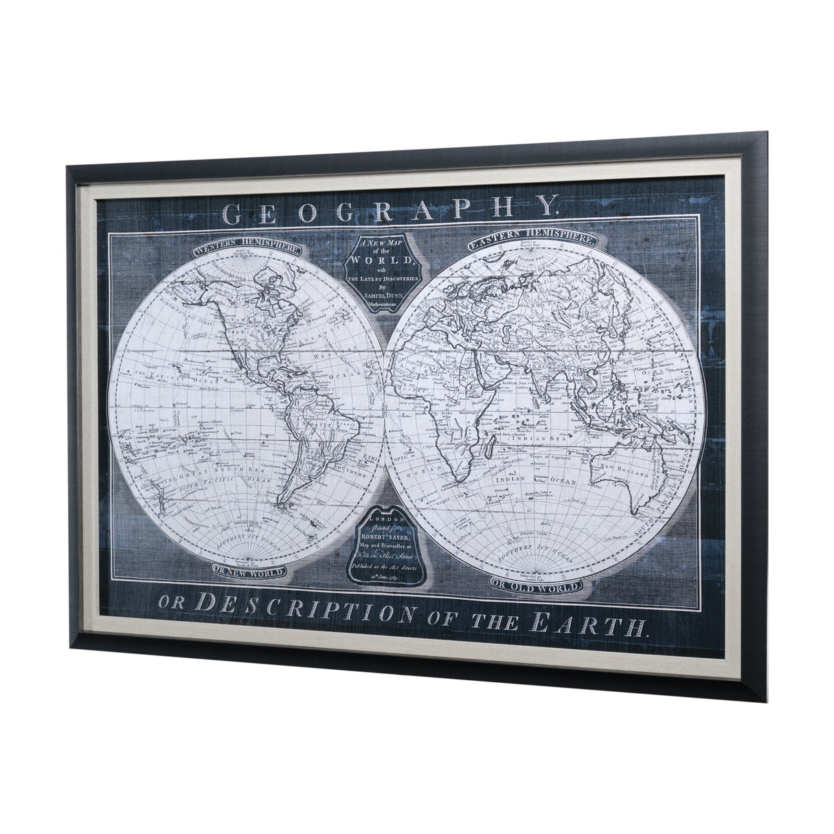 Old World Globe by Mercana Studio a Hand Embellished Textured Framed Art Print Matted under Glass by Mercana at Eve Furniture