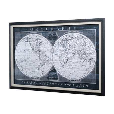 Old World Globe by Mercana Studio a Hand Embellished Textured Framed Art Print Matted under Glass by Mercana at Eve Furniture