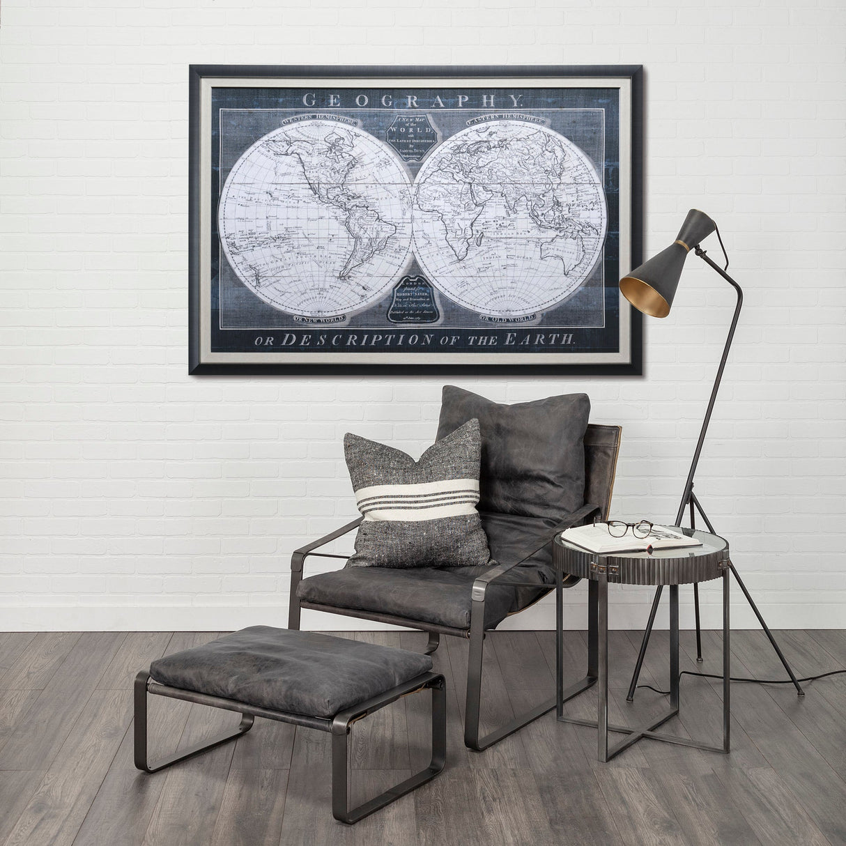 Old World Globe by Mercana Studio a Hand Embellished Textured Framed Art Print Matted under Glass by Mercana at Eve Furniture
