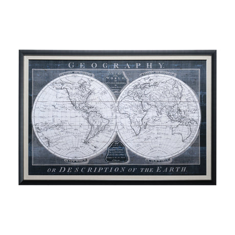 Old World Globe by Mercana Studio a Hand Embellished Textured Framed Art Print Matted under Glass by Mercana at Eve Furniture
