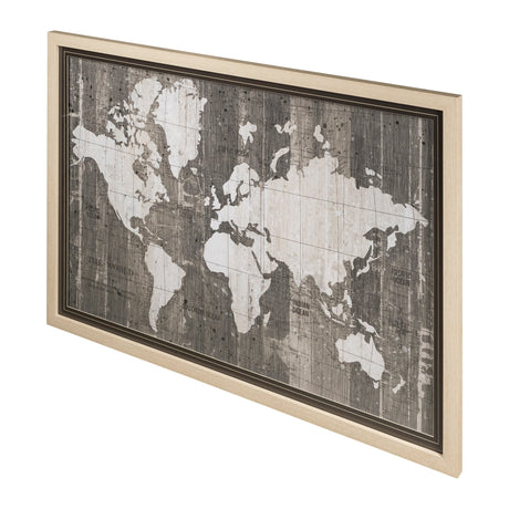 Old World Map Neutral by Mercana Studio Hand Embellished Textured Framed Art Print Matted under Glas by Mercana at Eve Furniture
