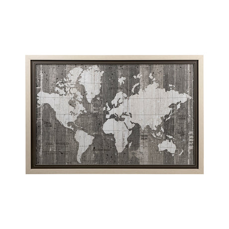 Old World Map Neutral by Mercana Studio Hand Embellished Textured Framed Art Print Matted under Glas by Mercana at Eve Furniture